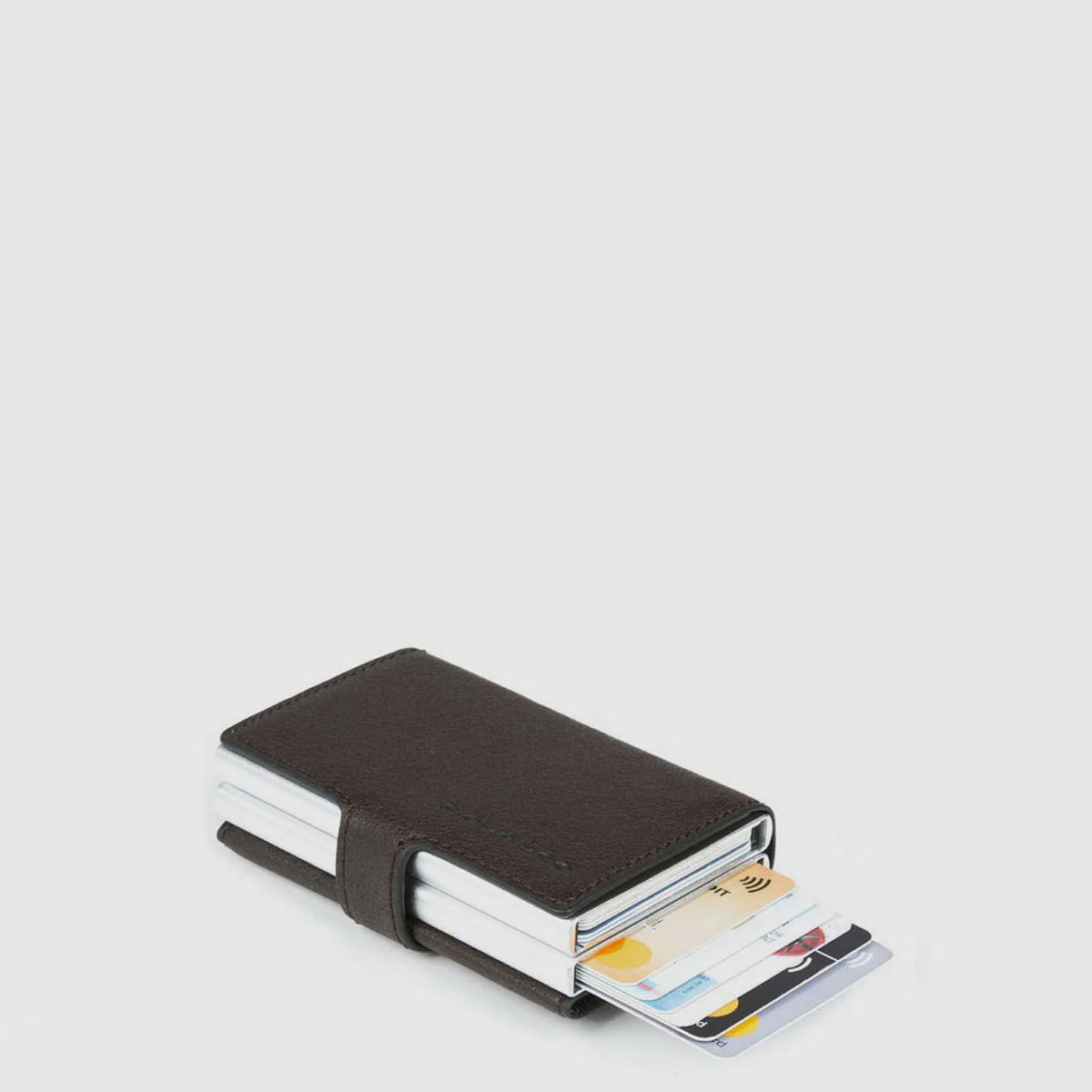 Piquadro Compact Wallet Doppio Black Square Testa Moro - 3