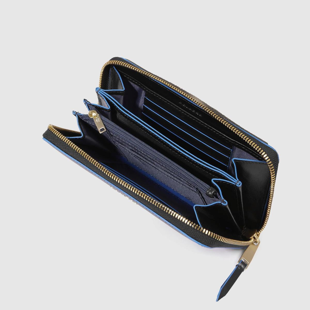 Piquadro Portafoglio Donna Zip Around Blue Square Nero - 4