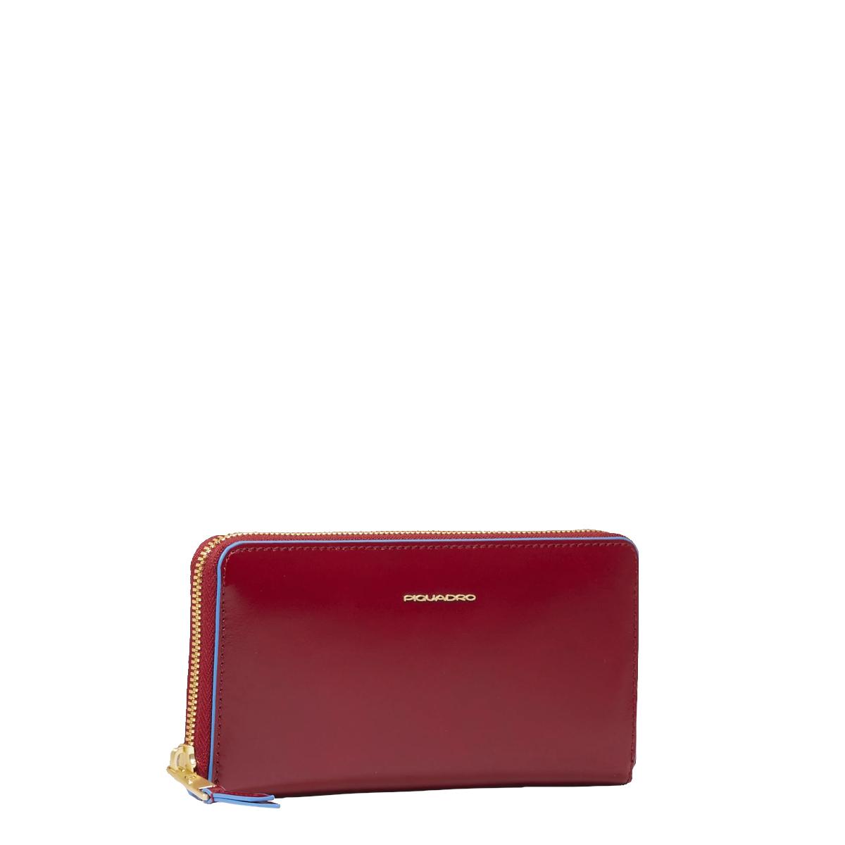 Piquadro Portafoglio Donna Zip Around Blue Square Rosso - 2