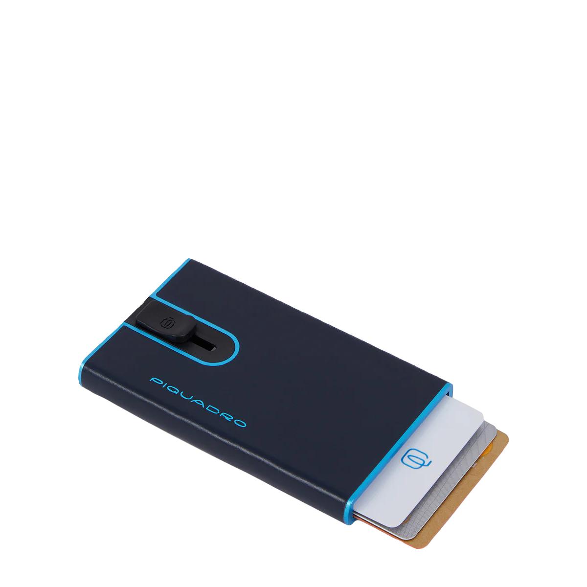 Piquadro Porta Carte Sliding System Blue Square - 1