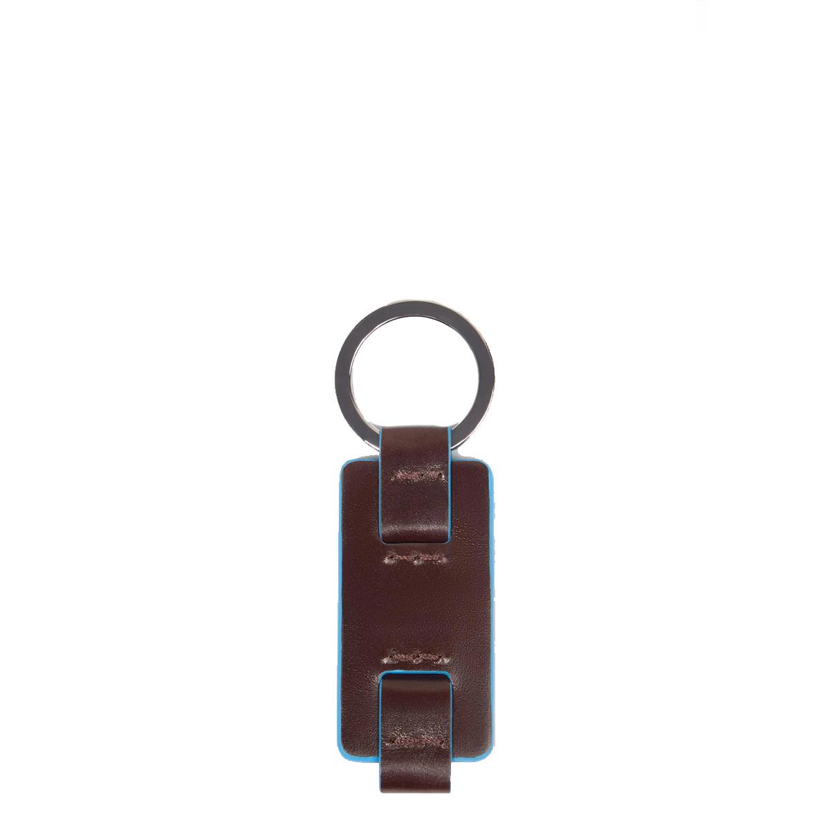 Piquadro Portachiavi Blue Square in pelle Mogano - 2
