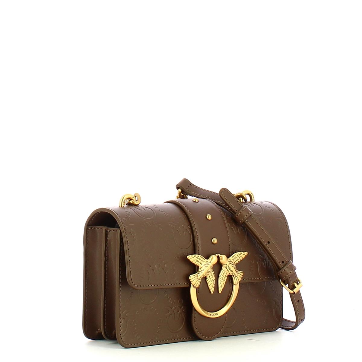 Pinko Mini Borsa a tracolla Love Icon New Monogram Verde Kaki Antique Gold - 2