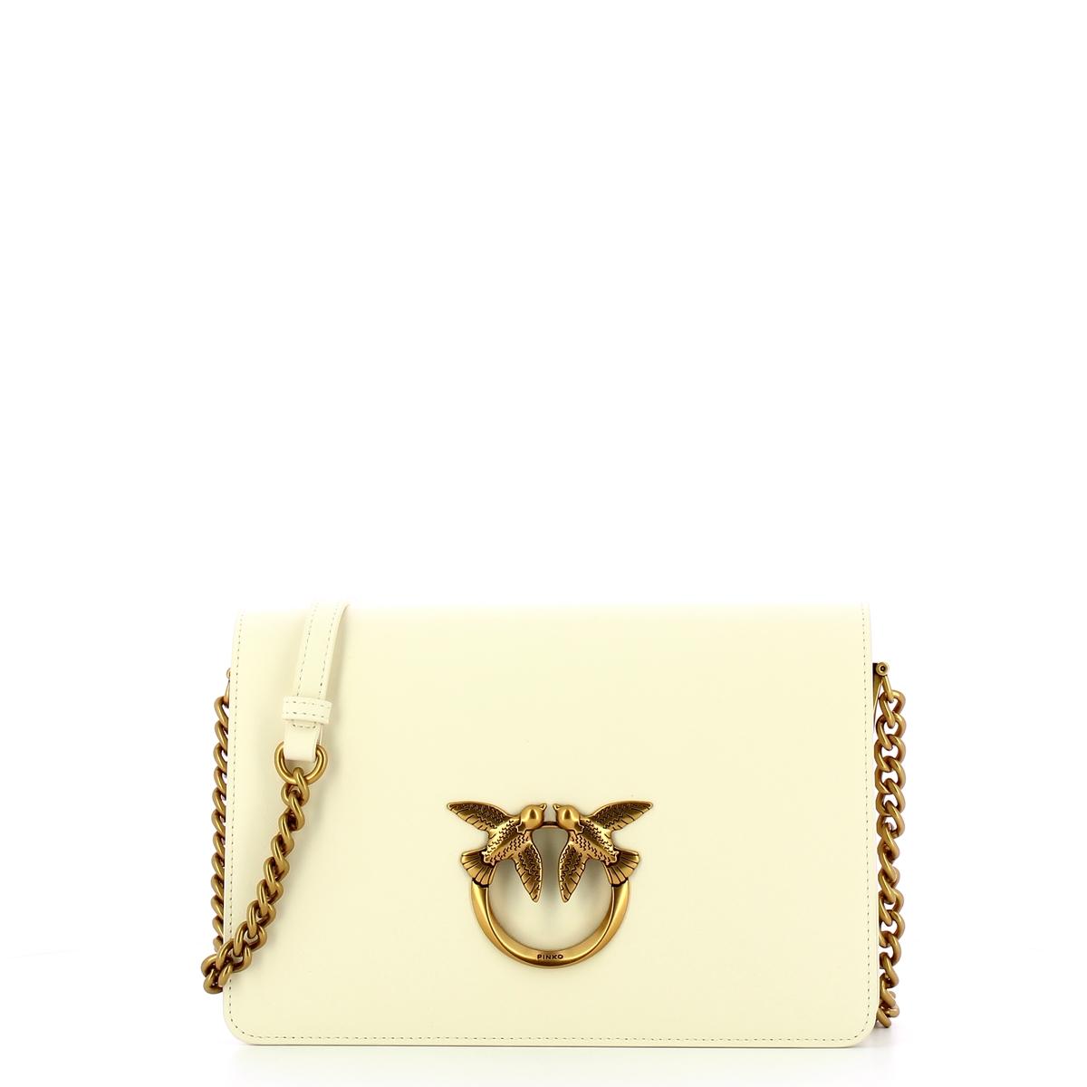 Pinko Borsa a tracolla Love Click Classic Bianco Seta Antique Gold - 1