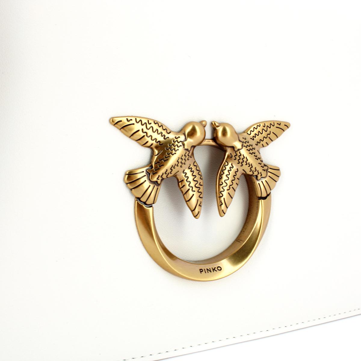 Pinko Borsa a tracolla Love Click Classic Bianco Seta Antique Gold - 4