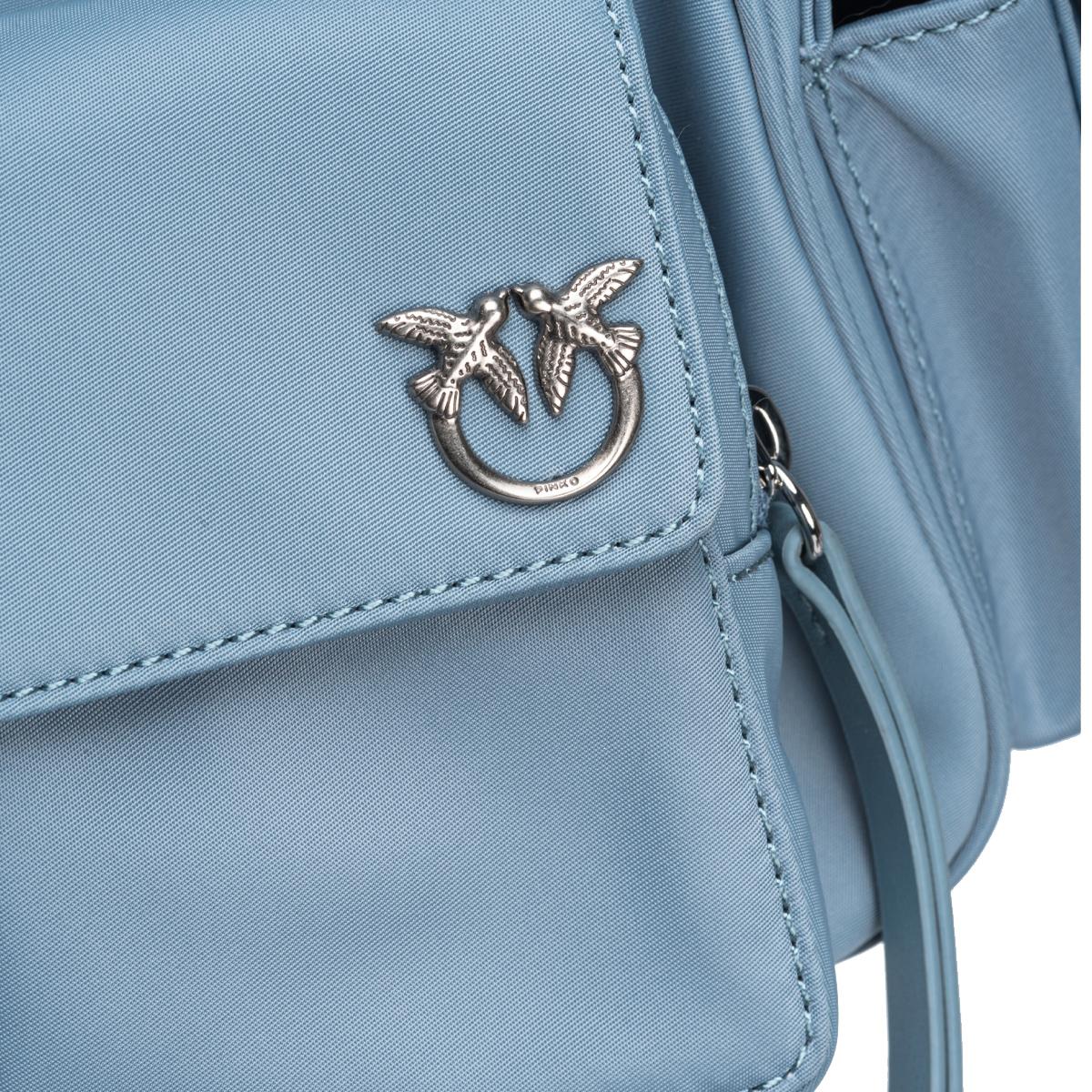 Pinko Borsa a spalla Cargo Cool Blue Shiny Nickel - 4
