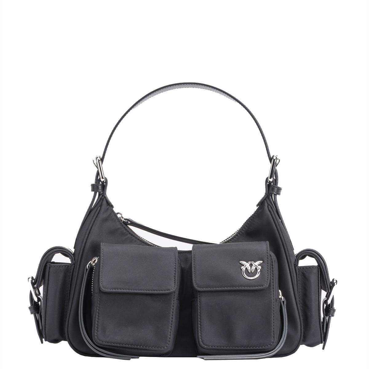 Pinko Borsa a spalla Cargo Nero Limousine Shiny Nickel - 1