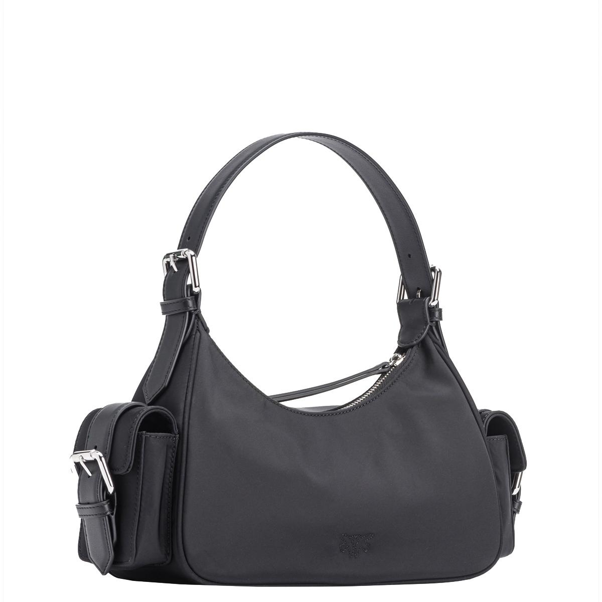 Pinko Borsa a spalla Cargo Nero Limousine Shiny Nickel - 3