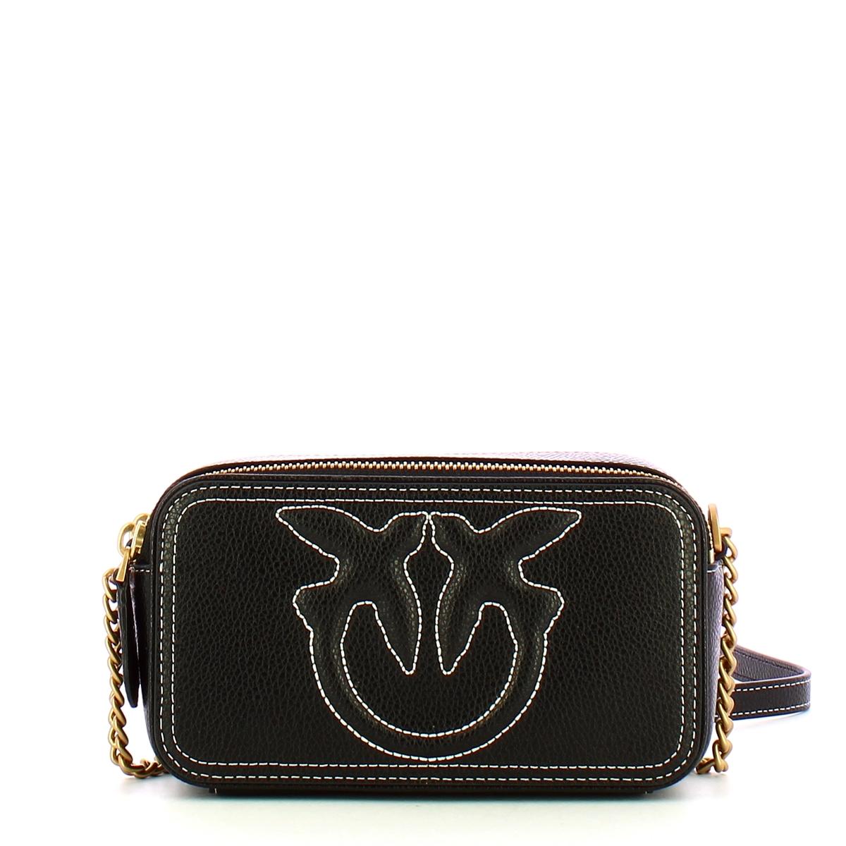 Pinko Camera Case Carrie Mini Nero Antique Gold - 1