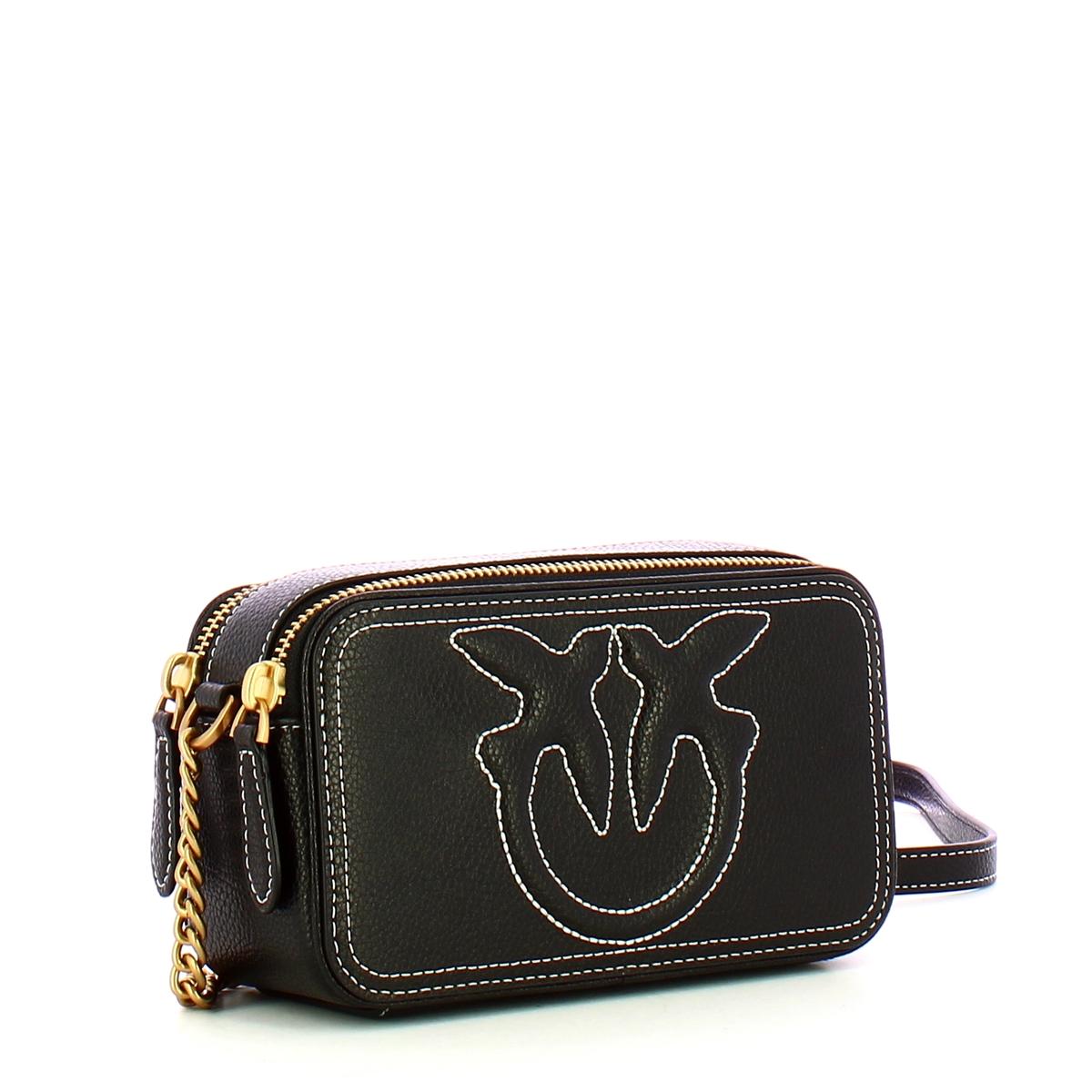 Pinko Camera Case Carrie Mini Nero Antique Gold - 2