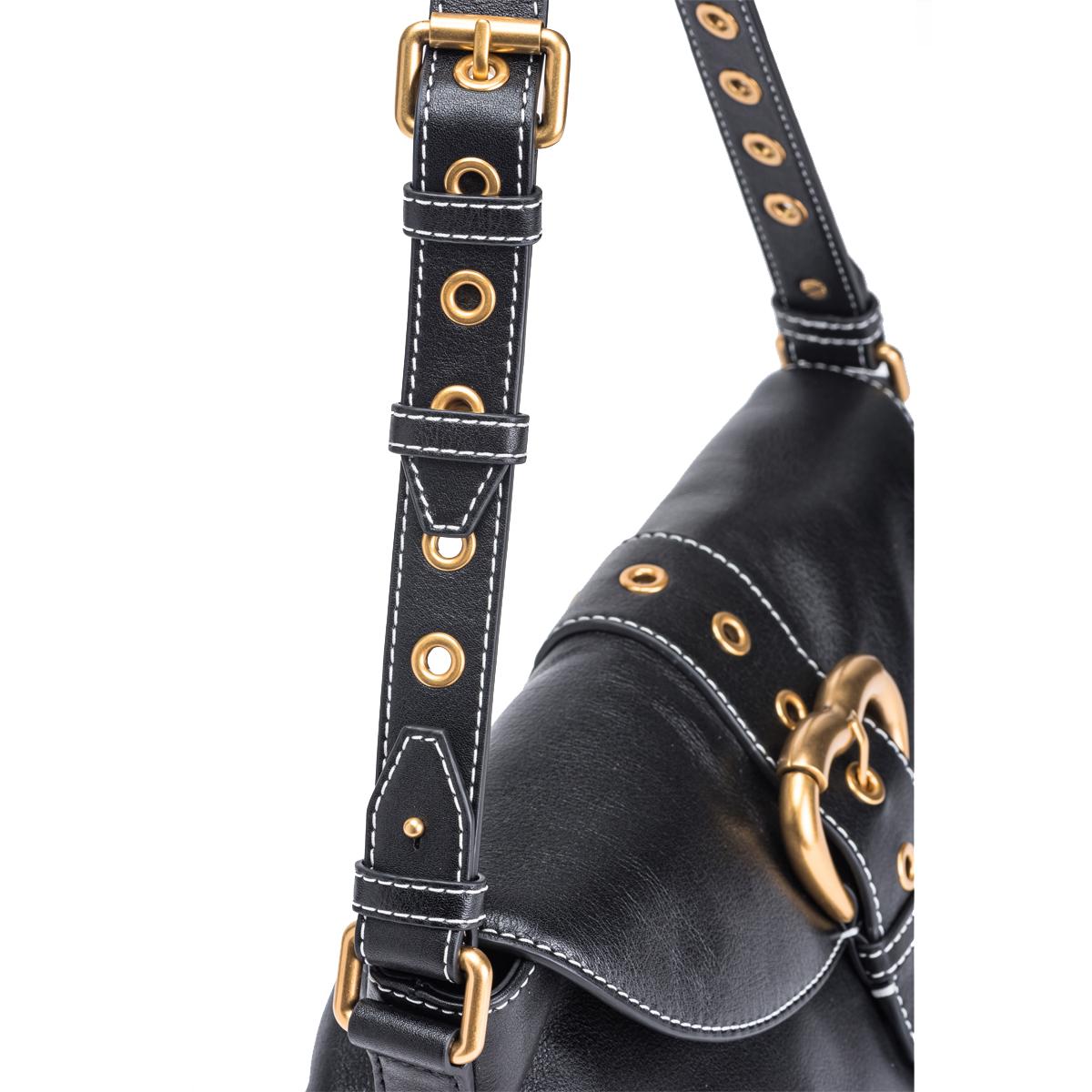 Pinko Borsa a spalla Jolene Classic Nero Antique Gold - 4