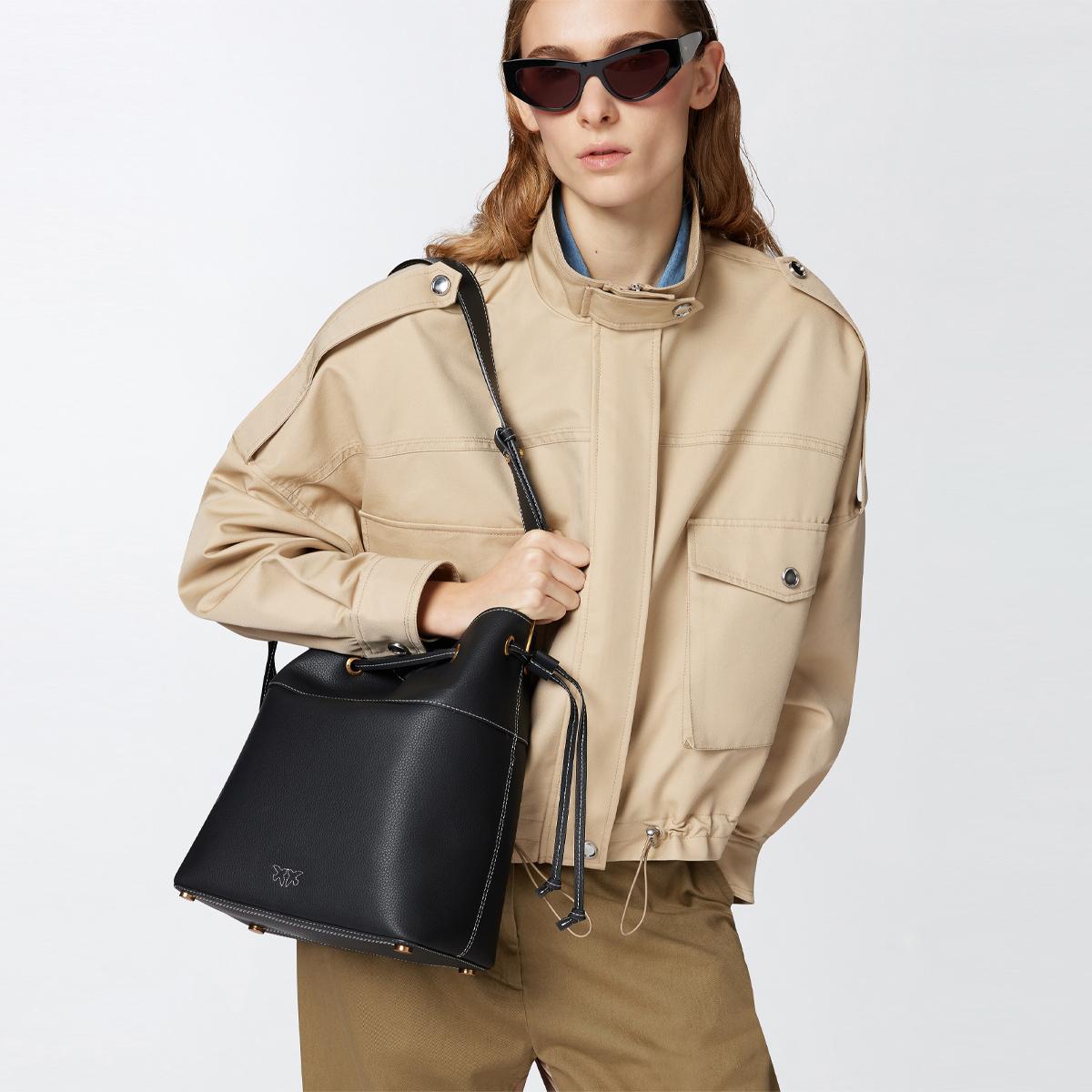 Pinko Borsa Secchiello Classic Nero Antique Gold - 2