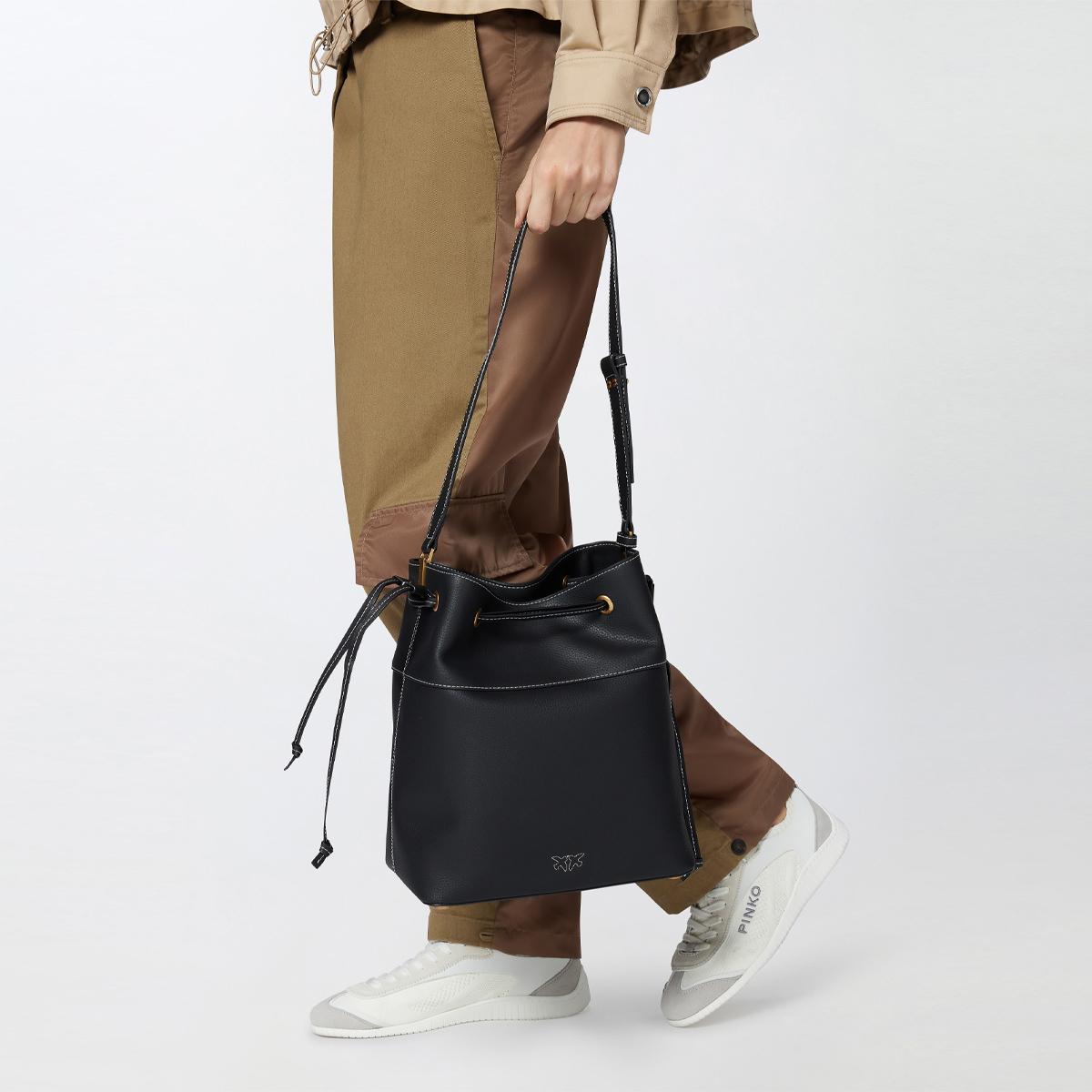 Pinko Borsa Secchiello Classic Nero Antique Gold - 6