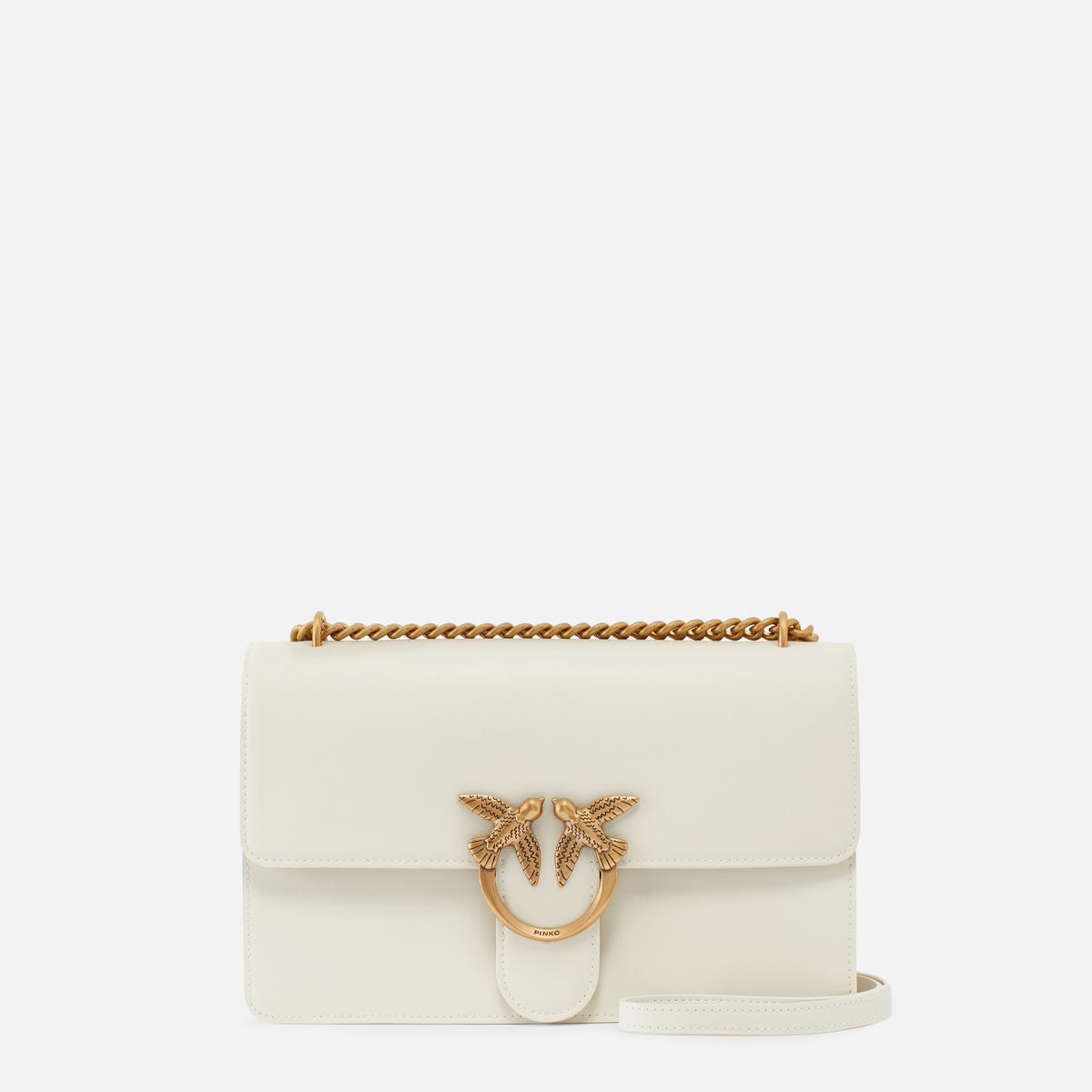 Pinko Borsa a tracolla Love One Classic Bianco Seta Antique Gold - 1