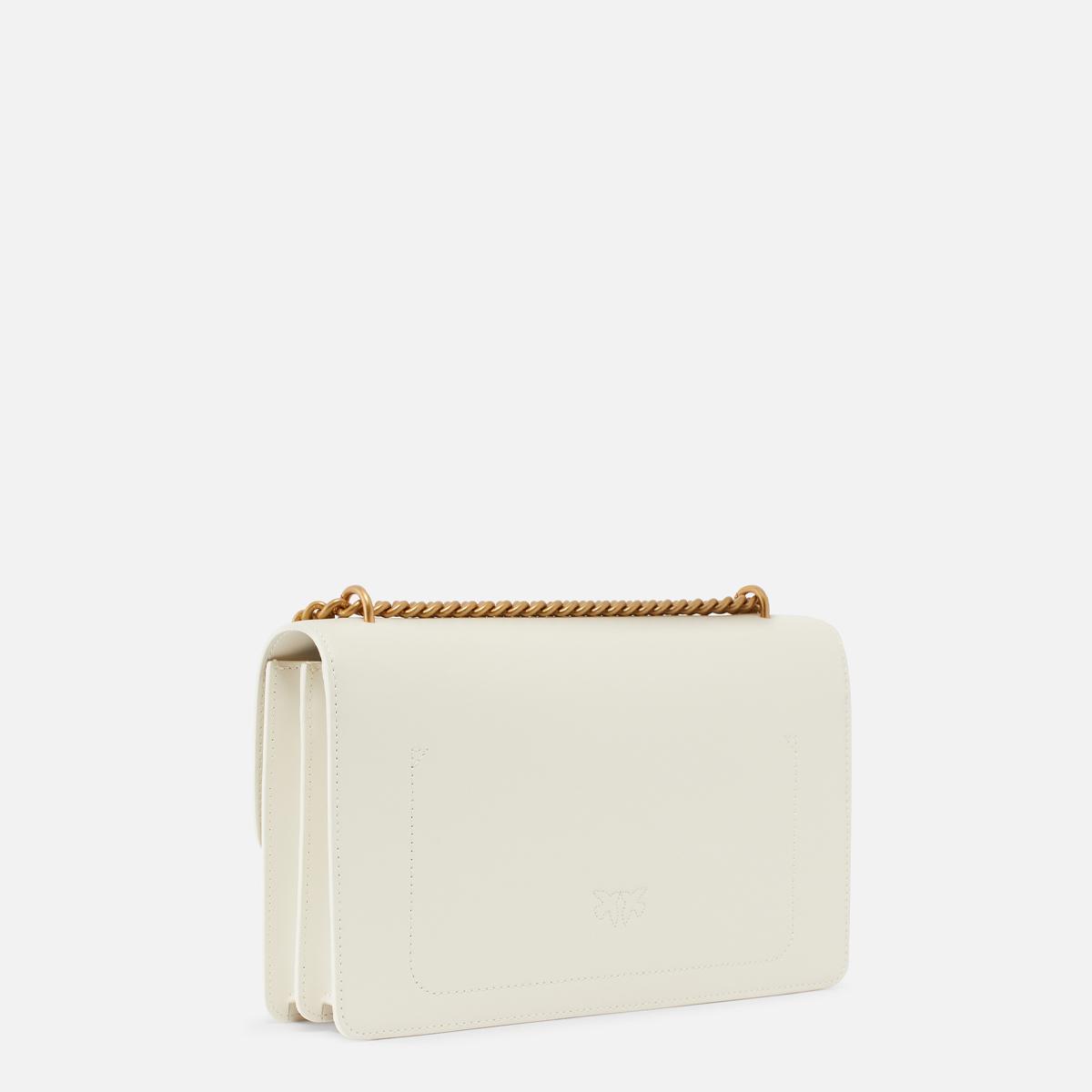 Pinko Borsa a tracolla Love One Classic Bianco Seta Antique Gold - 6