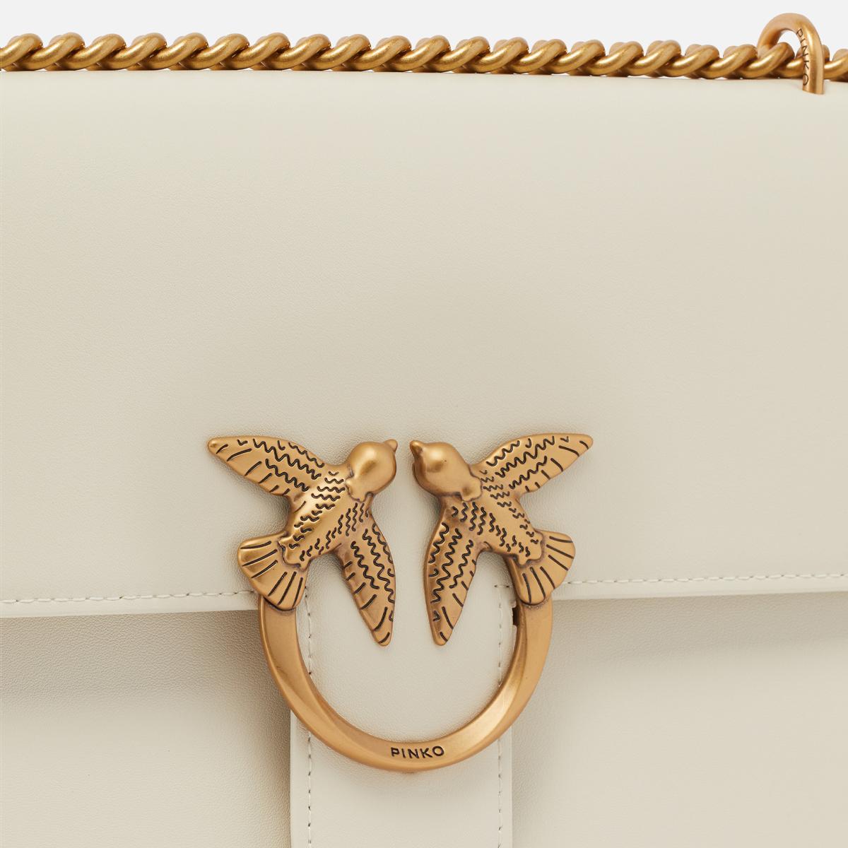 Pinko Borsa a tracolla Love One Classic Bianco Seta Antique Gold - 7