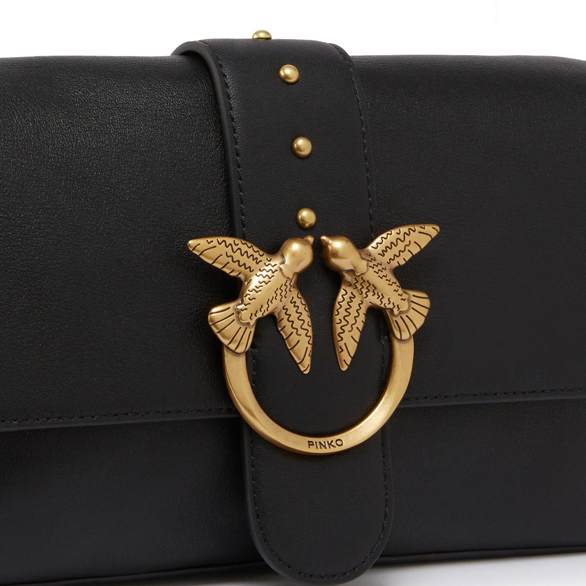 Pinko Tracolla Love One Classic Slouchy Nero Antique Gold - 5