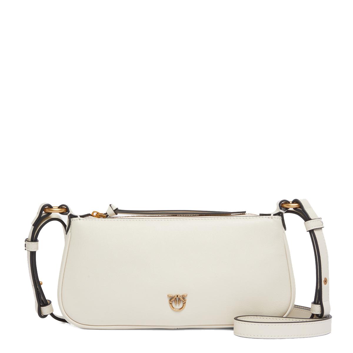 Pinko Borsa a tracolla Mini Half Moon Bianco Seta Antique Gold - 1