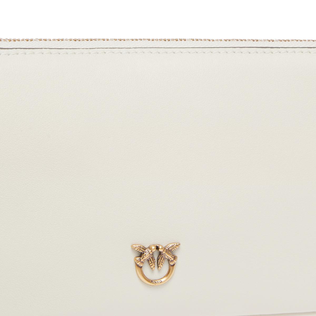 Pinko Borsa a tracolla Mini Half Moon Bianco Seta Antique Gold - 3