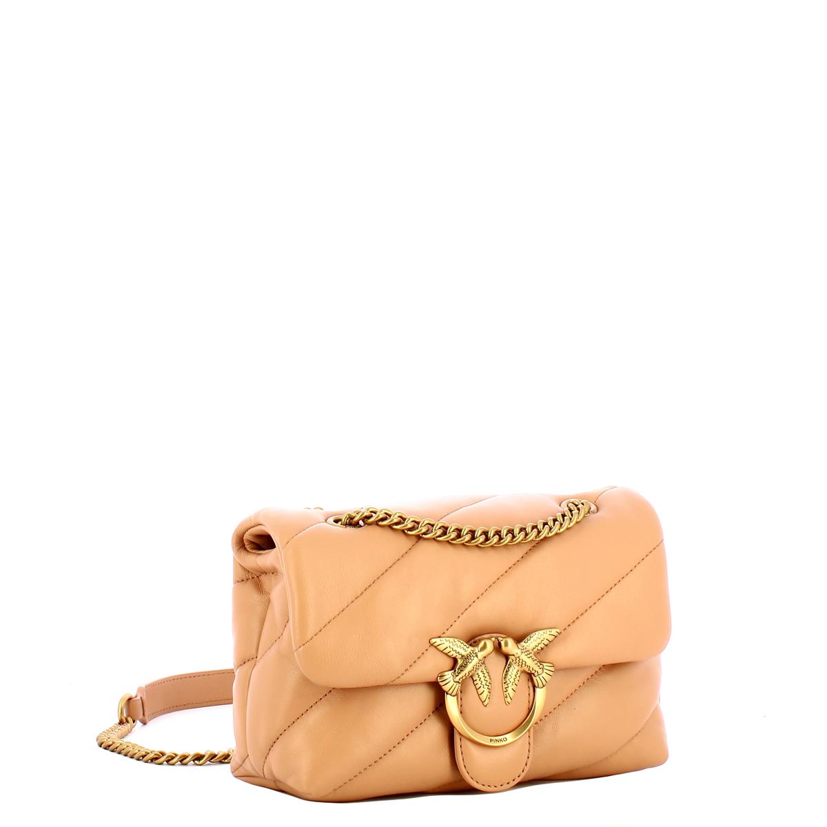 Pinko Mini Borsa a tracolla Love Puff Maxi Quilt Rosa Toast Antique Gold - 2