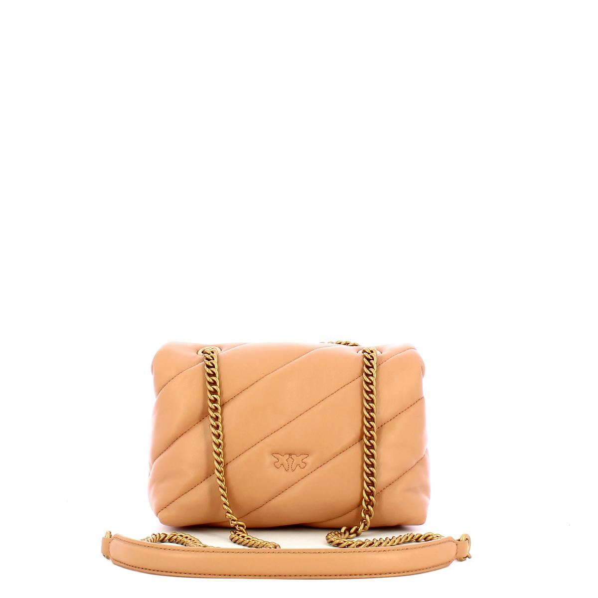 Pinko Mini Borsa a tracolla Love Puff Maxi Quilt Rosa Toast Antique Gold - 3