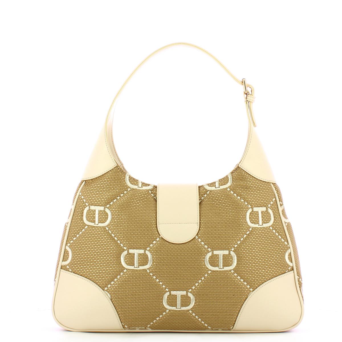 Twin Set Hobo Bag Palermo con ricamo Oval T Neve - 3
