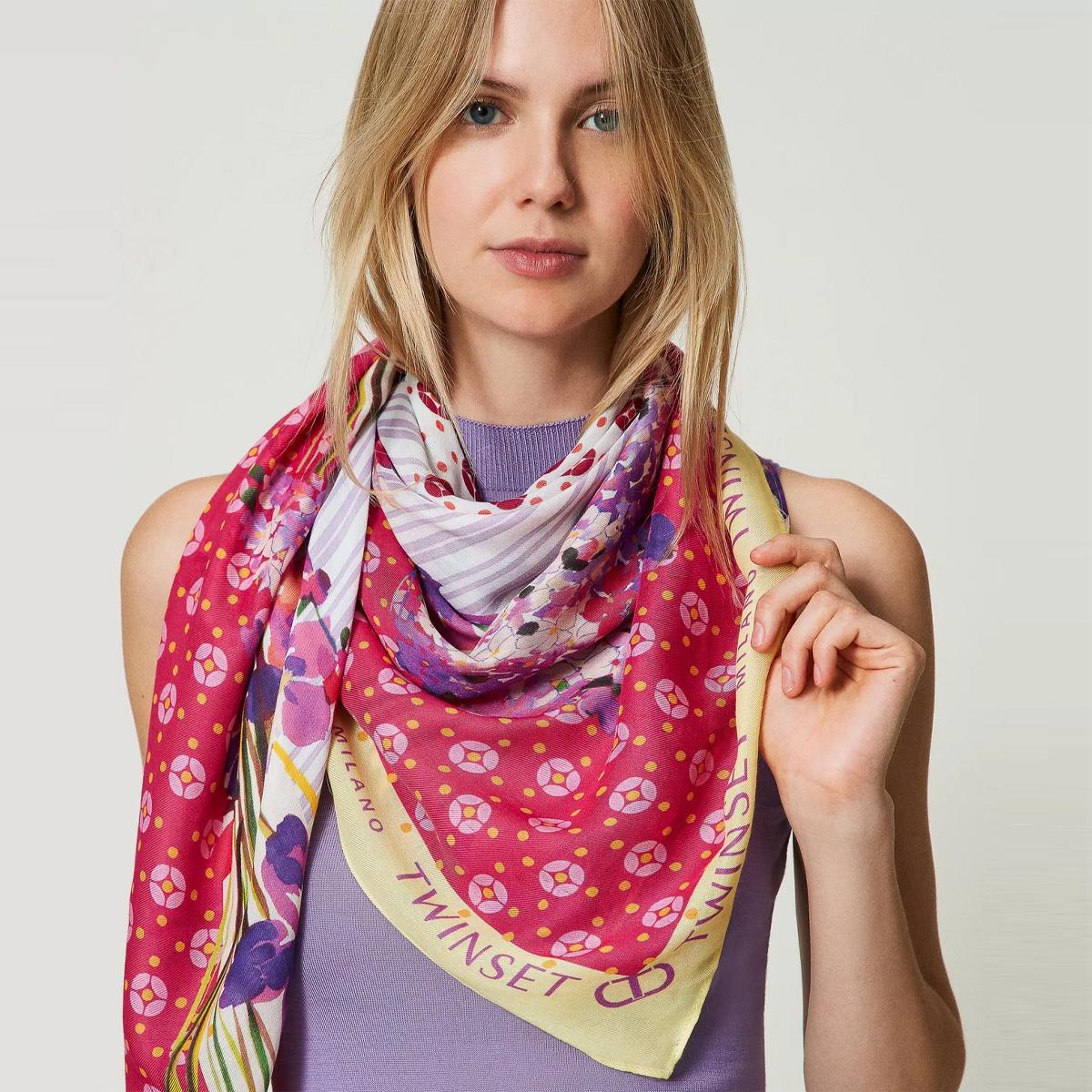 Twin Set Kefiah stampa Pois e Fiori - 2