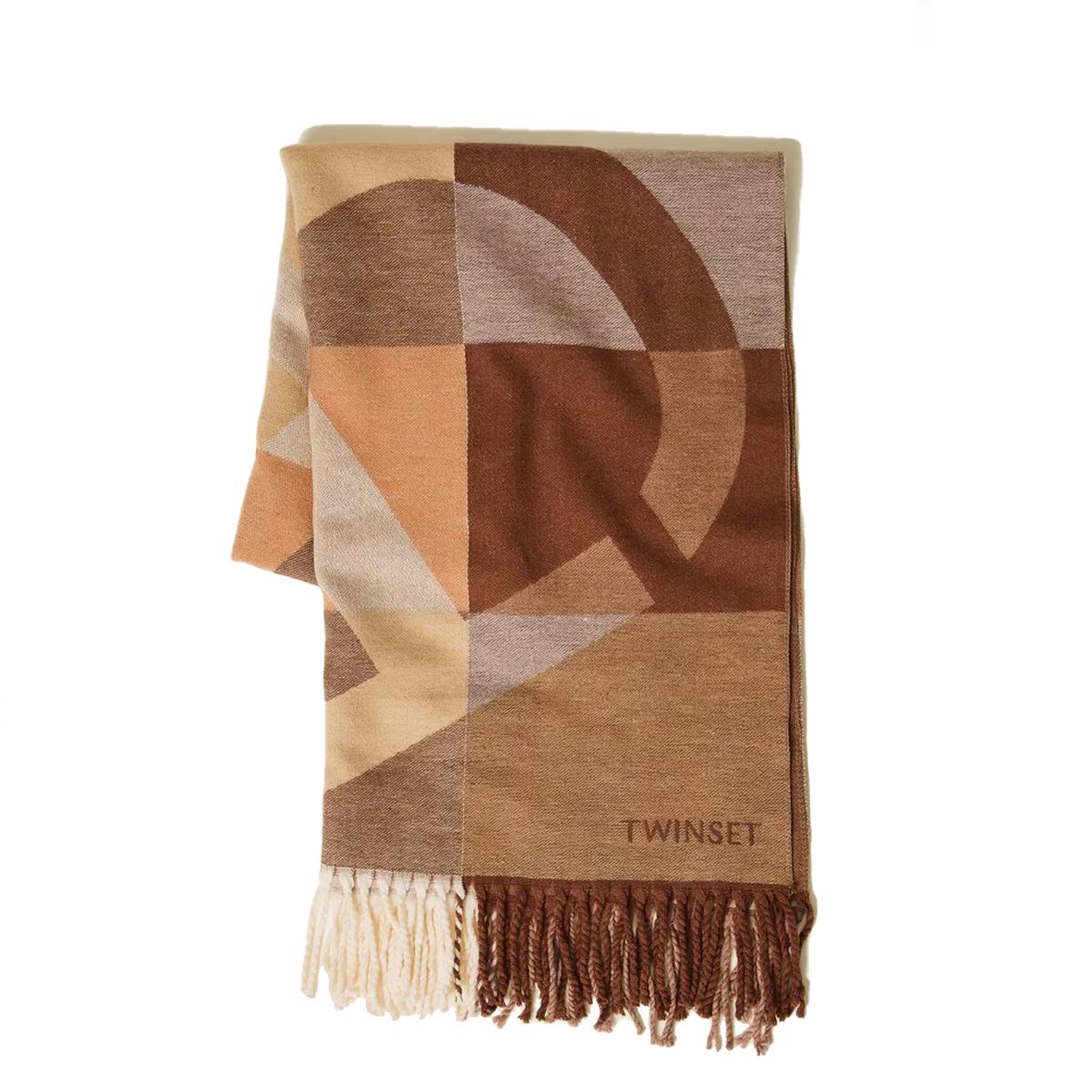 Twinset Stola in panno logo Jacquard Checked - 1