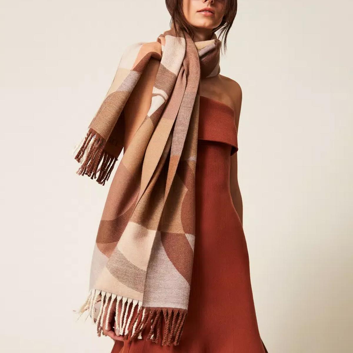 Twinset Stola in panno logo Jacquard Checked - 2