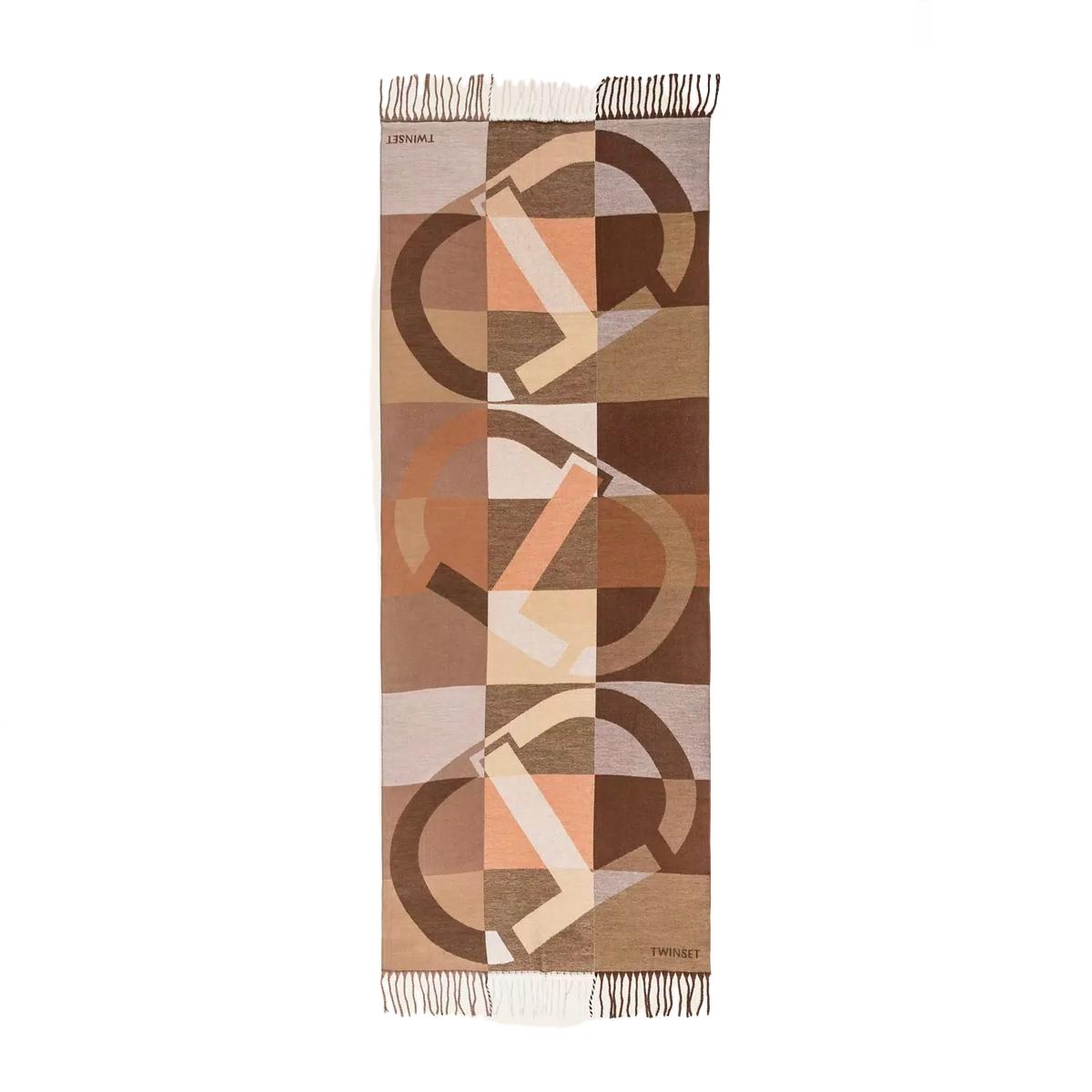 Twinset Stola in panno logo Jacquard Checked - 4