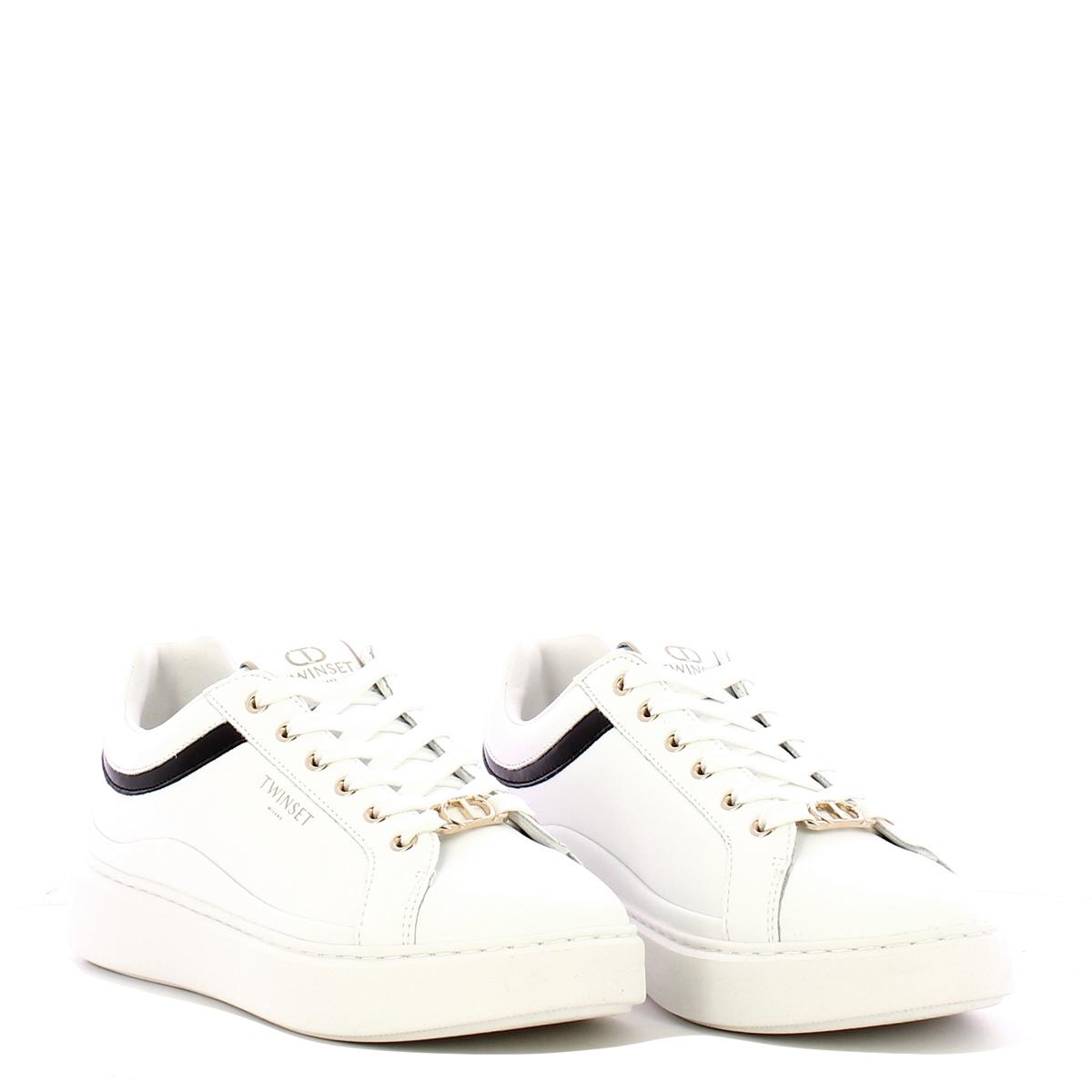 Twinset Sneakers Donna in pelle Bianco Nero - 2