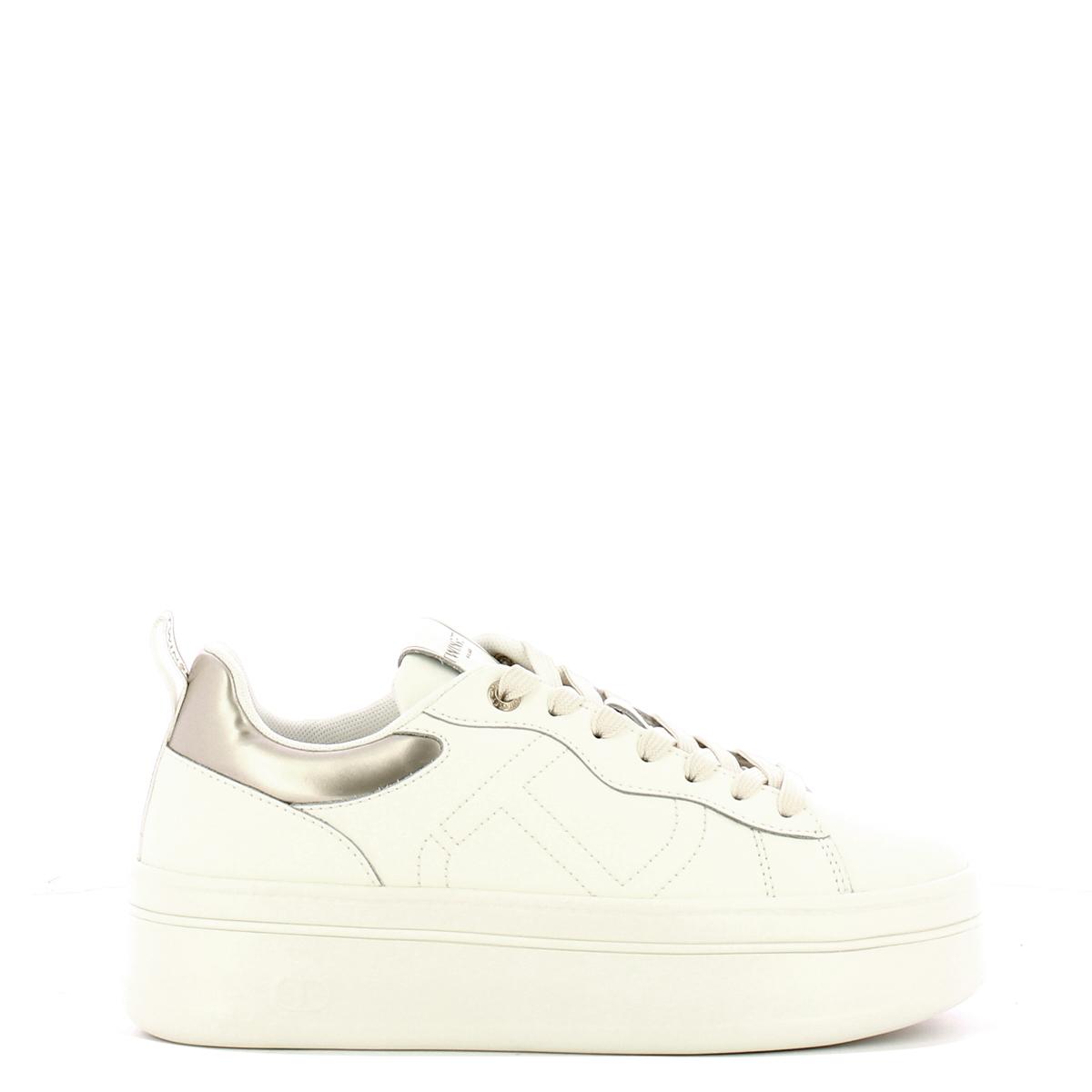 Twinset Sneakers Donna in pelle Bianco Oro - 1