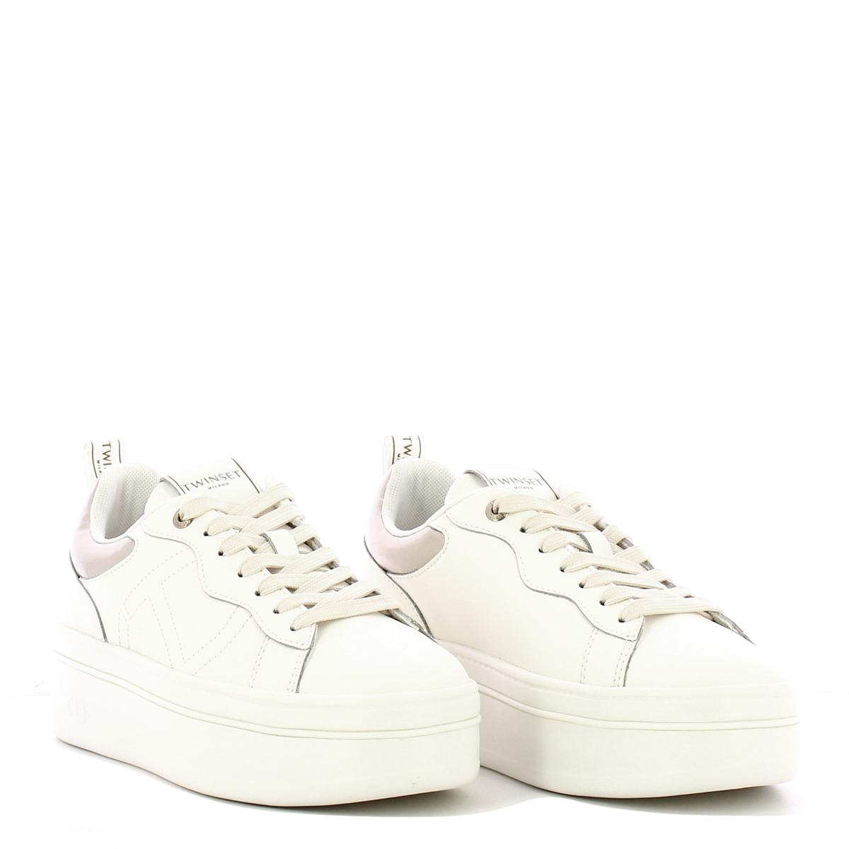 Twinset Sneakers Donna in pelle Bianco Oro - 2