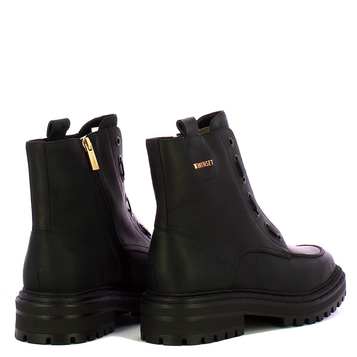 Twinset Stivaletto Anfibio in pelle Nero - 3