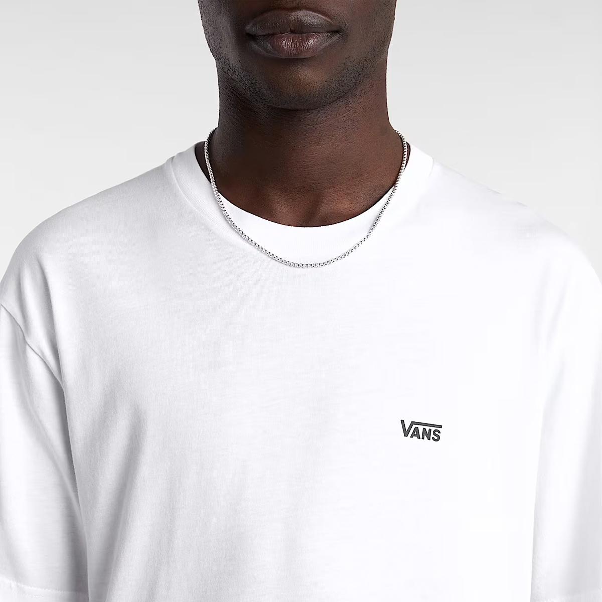 VANS T-Shirt Left Chest Logo White Black - 6