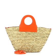 Straw basket handbag Ariel - ORANGE