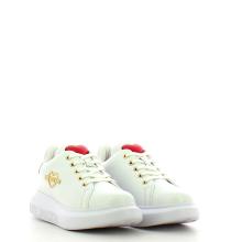 Sneakers Running in pelle Gold Metal Logo Bianco - 2
