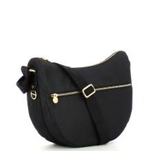 Borbonese Borsa Luna Bag Middle con taschino in Nylon Riciclato Dark Black - 2