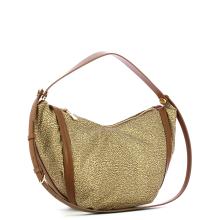 Borbonese Hobo Bag New Orbit Medium Beige Marrone - 2