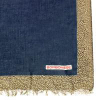 Borbonese Stola con bordo OP 70x180 Blu Notte OP Naturale - 1