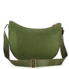 Borbonese Borsa Luna Bag Middle con taschino in Nylon Riciclato Verde Militare - 3