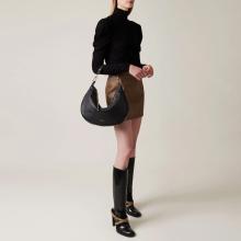 Borbonese Hobo Bag Oyster Medium in pelle Nero - 5