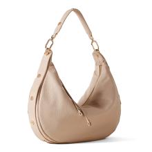 Borbonese Hobo Bag Oyster Medium in pelle Porridge - 2