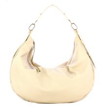 Borbonese Hobo Bag Oyster Large in pelle Porridge - 1
