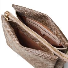 Borbonese Borsa a tracolla Oyster in tela rivestita OP Naturale Porridge - 5