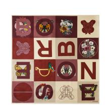 Borbonese Foulard color block Alabastro Sabbia Merlot - 1