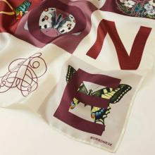 Borbonese Foulard color block Alabastro Sabbia Merlot - 2