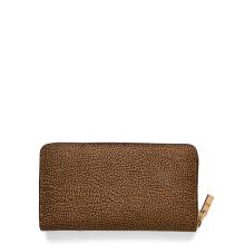 Borbonese Portafoglio Large Zip Around in tela rivestita OP Naturale Nero - 2