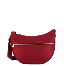 Borbonese Borsa Luna Bag Middle con taschino in Nylon Riciclato Merlot - 1