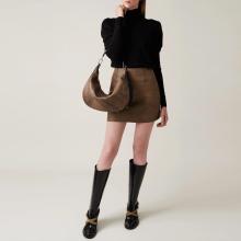 Borbonese Hobo Bag Oyster Medium Graffiti OP Naturale Nero - 6