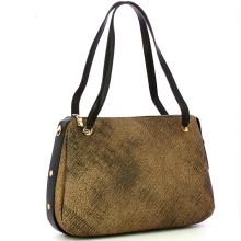 Borbonese Borsa a spalla Oyster Large in tela rivestita OP Naturale Nero - 2